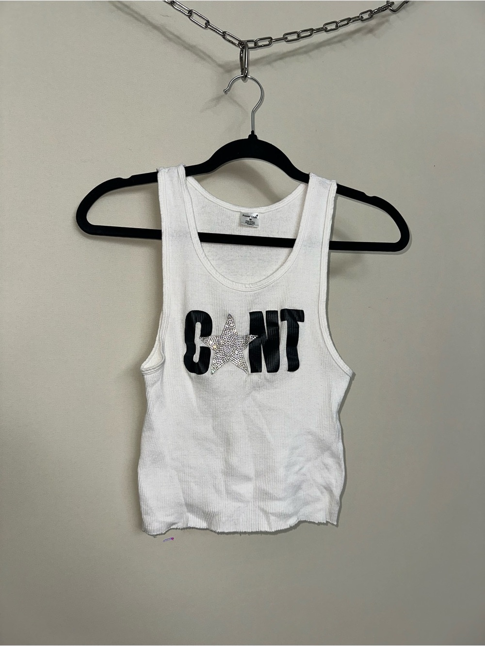 Rhinestone C*NT Star White Tank Top